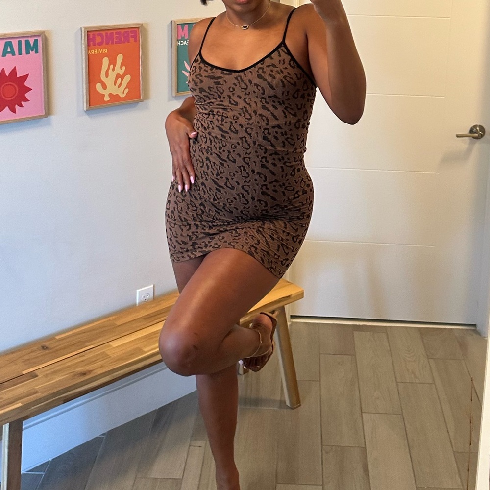 Leopard Print Slip Dress